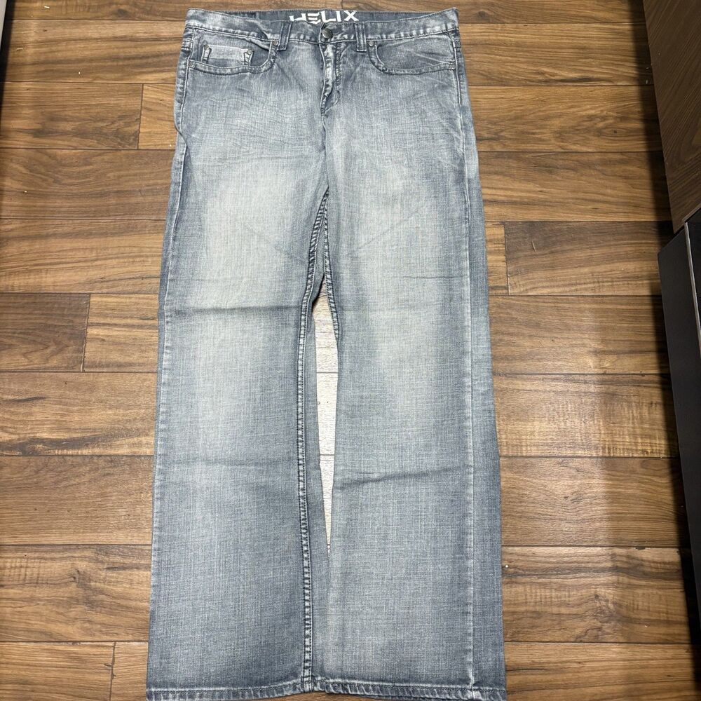 Y2K Helix Relaxed Bootcut Light Wash Studded Mens Size 36x34 Grunge